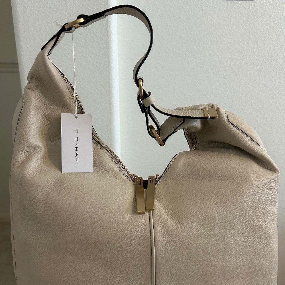 T Tahari Margo Hobo bag in stone color; new with tags and dust bag